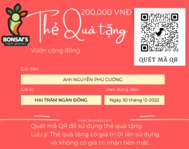 Thẻ quà tặng 500k, 300k, và 200k ưu đãi tại vườn cộng đồng