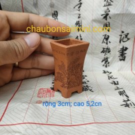 Chậu vuông, cao điêu khắc thủ công; size nhỏ; quặng thô nguyên bản V03