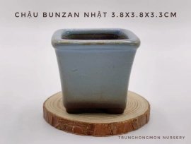 Chậu vuông cao Bunzan Nhật Bản tráng men