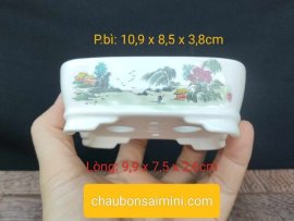 Chậu chữ nhật vẽ phong cảnh 2 mặt CN014