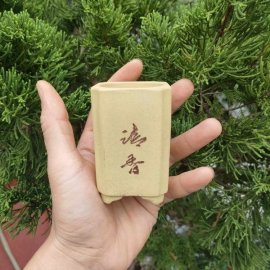 Chậu vuông, cao điêu khắc thủ công; size nhỏ V038