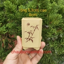 Chậu vuông, cao điêu khắc thủ công; size nhỏ V038