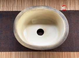 Bunzan Chậu Oval kem in phong cảnh